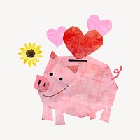 Piggy bank, money saving paper craft collage