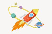 Launching rocket, aesthetic galaxy paper craft collage