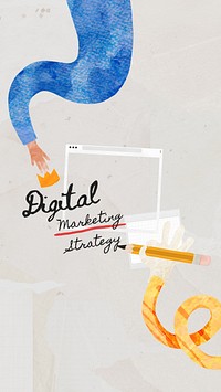 Digital marketing strategy, paper craft collage art