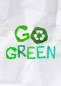 Go green word, environment paper craft 