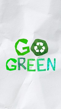 Go green word, iPhone wallpaper, environment paper craft