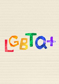 LGBTQ word, colorful paper craft collage