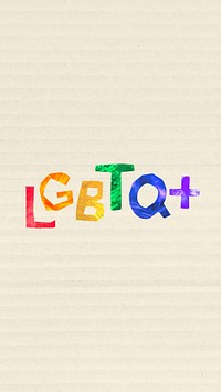 LGBTQ word, iPhone wallpaper, colorful paper craft collage