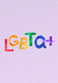 LGBTQ word, colorful paper craft collage