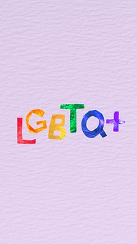 LGBTQ word, colorful iPhone wallpaper, paper craft collage