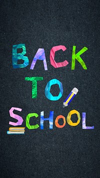 Back to school word, iPhone wallpaper, colorful paper craft collage