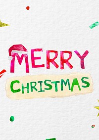 Merry Christmas greeting word, paper craft collage