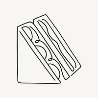 Sandwich food, minimal line art illustration vector