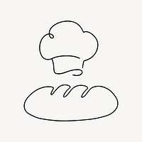 Bread roll, minimal line art illustration vector