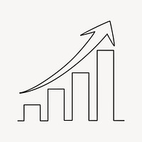 Increasing bar charts, minimal line art illustration vector