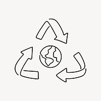 Recyclable Earth, minimal line art illustration vector