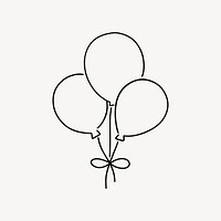 Birthday balloons, minimal line art illustration vector