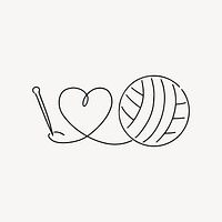 I love crochet, minimal line art illustration vector