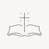 Christian bible book, minimal line art illustration vector