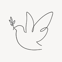 Peace dove bird, minimal line art illustration vector