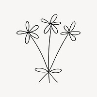 Cute flowers, minimal line art illustration vector