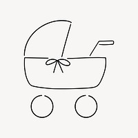 Baby stroller, minimal line art illustration vector