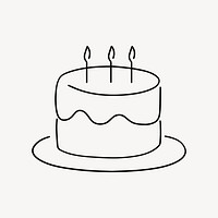 Birthday cake, minimal line art illustration vector