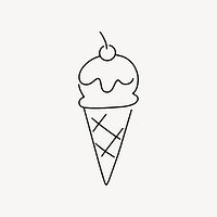 Ice-cream cone, minimal line art illustration vector