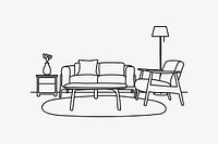 Living room hand drawn illustration vector