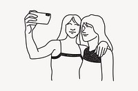Taking selfie hand drawn illustration vector