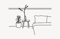 Bedroom plant decor hand drawn illustration vector