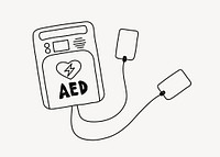 AED machine hand drawn illustration vector