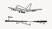 Airplane flying hand drawn illustration vector