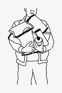 Carrying groceries hand drawn illustration vector