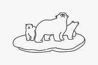 Polar bears wildlife hand drawn illustration vector