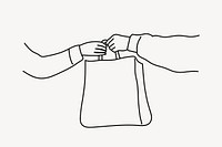 Handing shopping bag hand drawn illustration vector