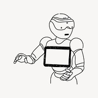 Robot artificial intelligence line art illustration isolated background