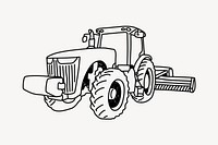 Farming tractor hand drawn illustration vector