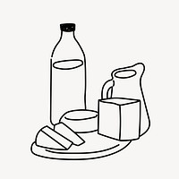 Dairy products hand drawn illustration vector