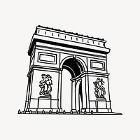 Arc De Triomphe France hand drawn illustration vector