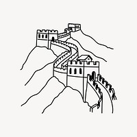 Great Wall of China hand drawn illustration vector