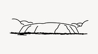 Sandstone monolith Uluru Australia hand drawn illustration vector