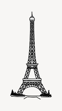 Eiffel Tower Paris hand drawn illustration vector