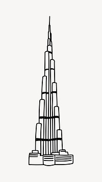 Burj Khalifa Dubai hand drawn illustration vector