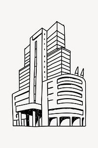 Modern building hand drawn illustration vector