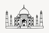 Taj Mahal India hand drawn illustration vector