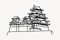 Himeji Castle Japan hand drawn illustration vector