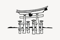 Itsukushima Shrine Japan hand drawn illustration vector