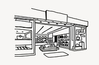 Retail store front hand drawn illustration vector