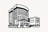 Department store building hand drawn illustration vector