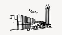 Airport & airplane hand drawn illustration vector