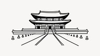 Gyeongbokgung Palace South Korea hand drawn illustration vector