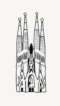 La Sagrada Fam&iacute;lia Spain hand drawn illustration vector