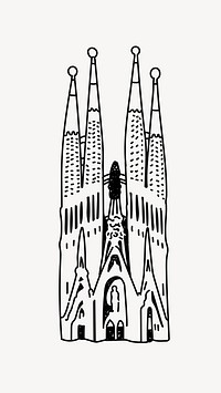 La Sagrada Família Spain hand drawn illustration vector