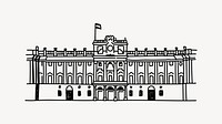 Royal Palace of Madrids Spain hand drawn illustration vector